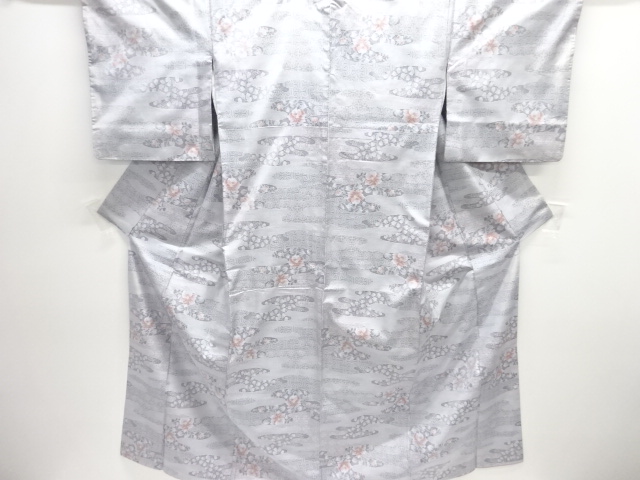 JAPANESE KIMONO / OSHIMA TSUMUGI / WOVEN FLOWER CLASSICAL PATTERN